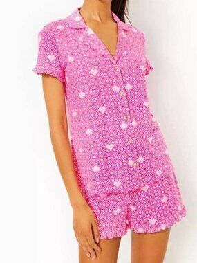 NWT LILLY PULITZER Passion Fruit Pink Fluttering Hearts PJs